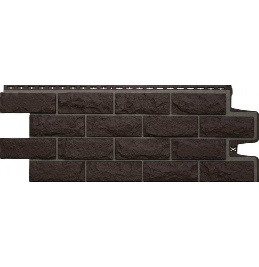 Фасадные панели (Цокольный Сайдинг) Grand Line Колотый Камень DESIGN Шоколадный, ШОВ RAL 7006
